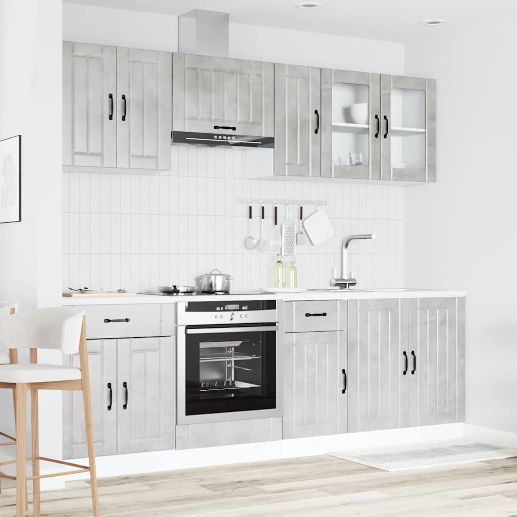 8 peças armário de cozinha conjunto Lucca cinzento cimento
