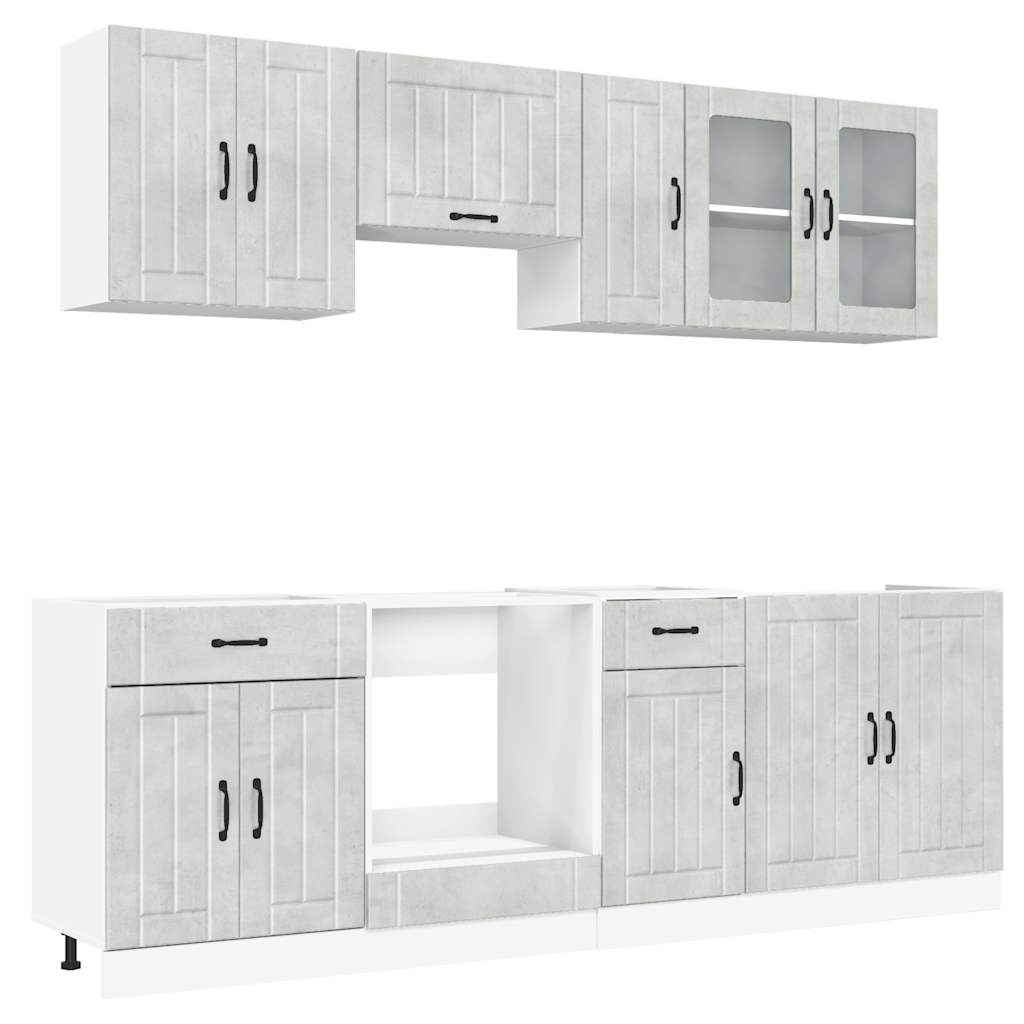 8 peças armário de cozinha conjunto Lucca cinzento cimento