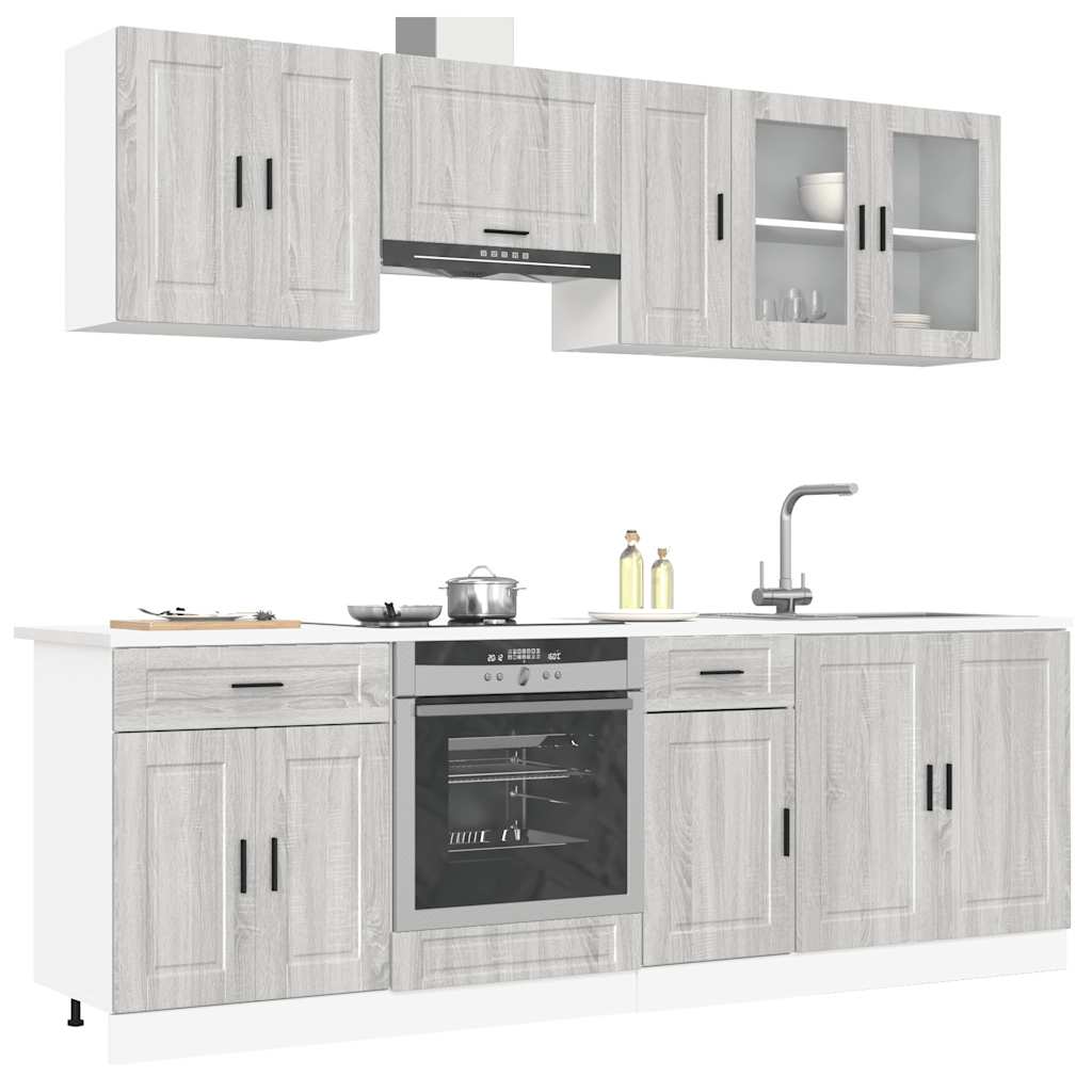 8 peças armário de cozinha conjunto Kalmar cinza sonoma