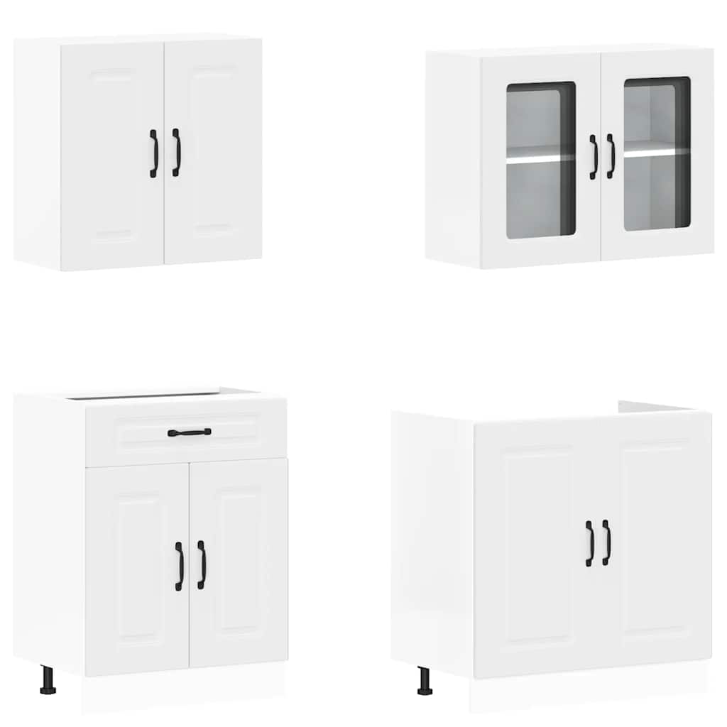 4 peças armário de cozinha conjunto Kalmar branco