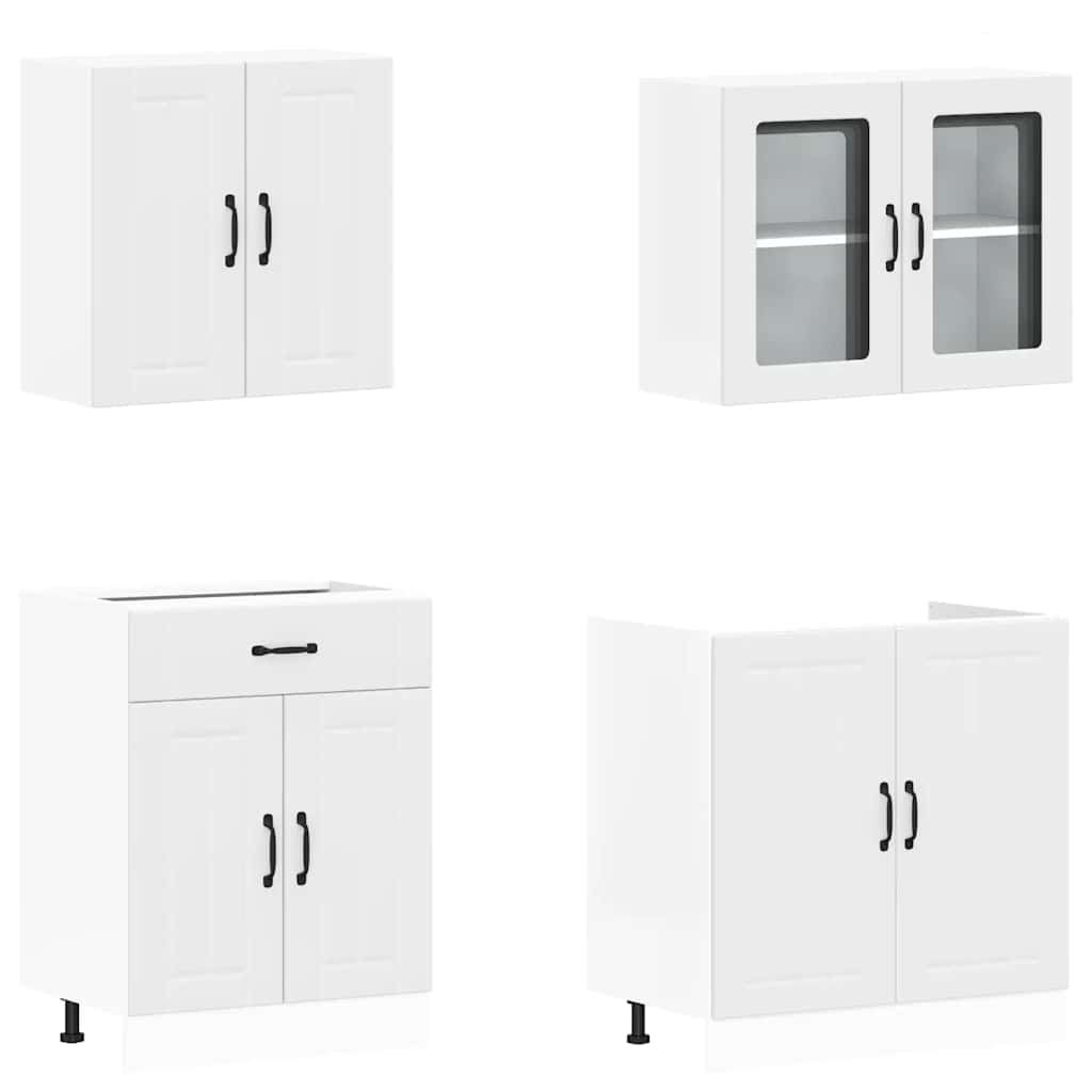 4 peças armário de cozinha conjunto Lucca branco