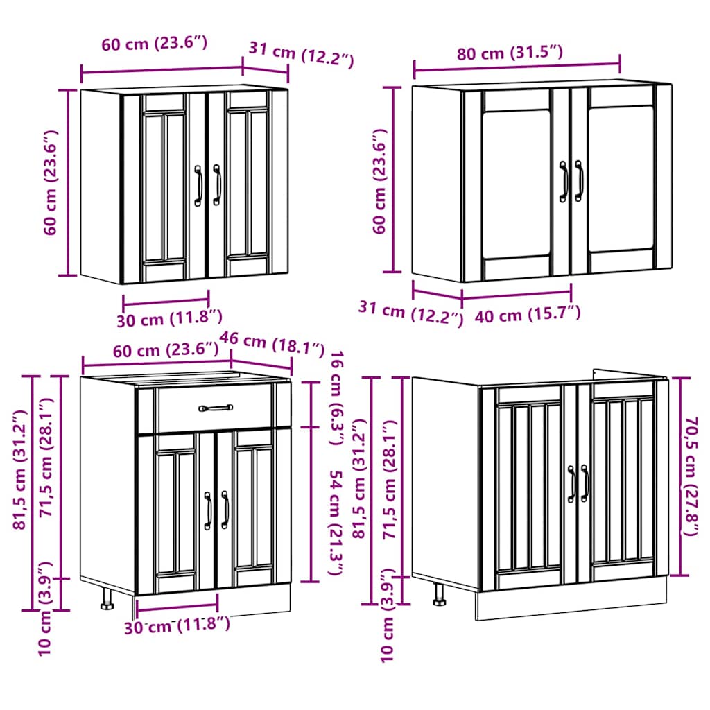 4 peças armário de cozinha conjunto Lucca branco