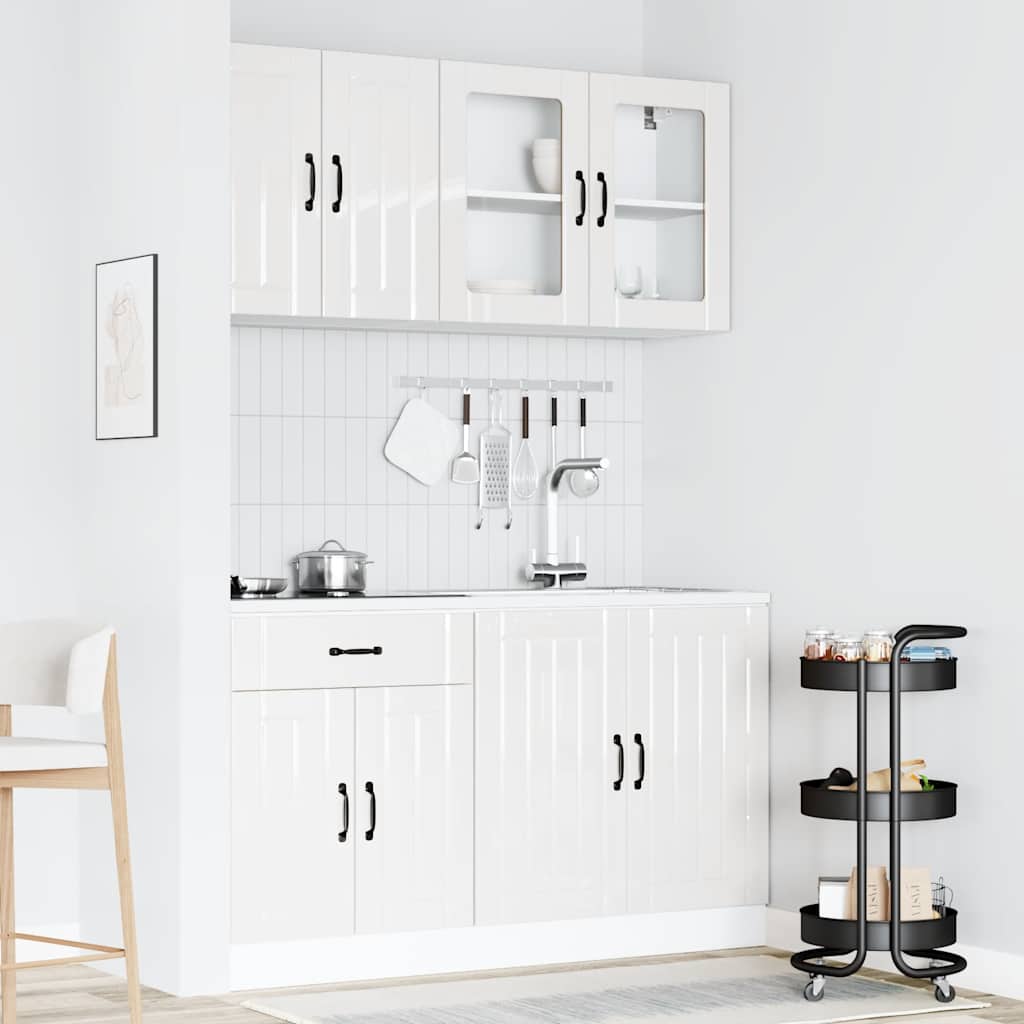 4 peças armário de cozinha conjunto Lucca branco brilhante