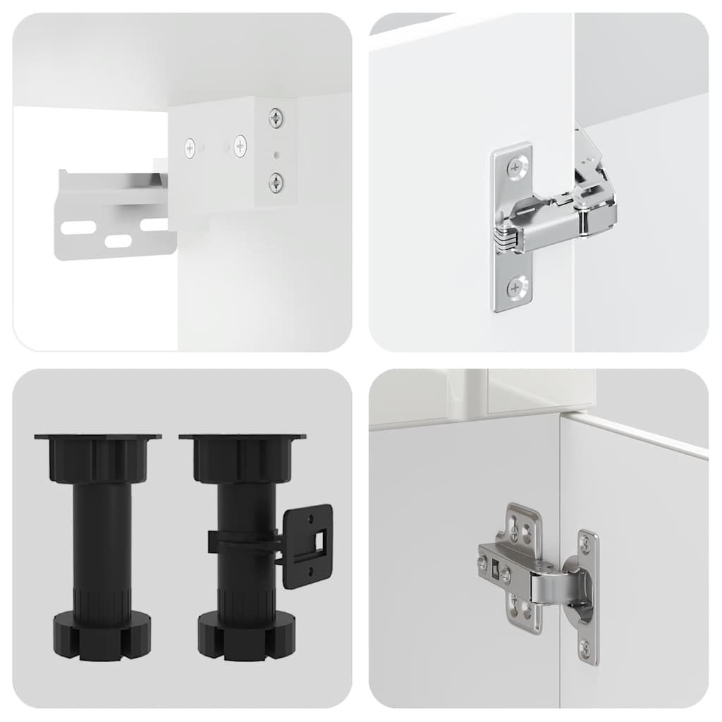 4 peças armário de cozinha conjunto Lucca branco brilhante