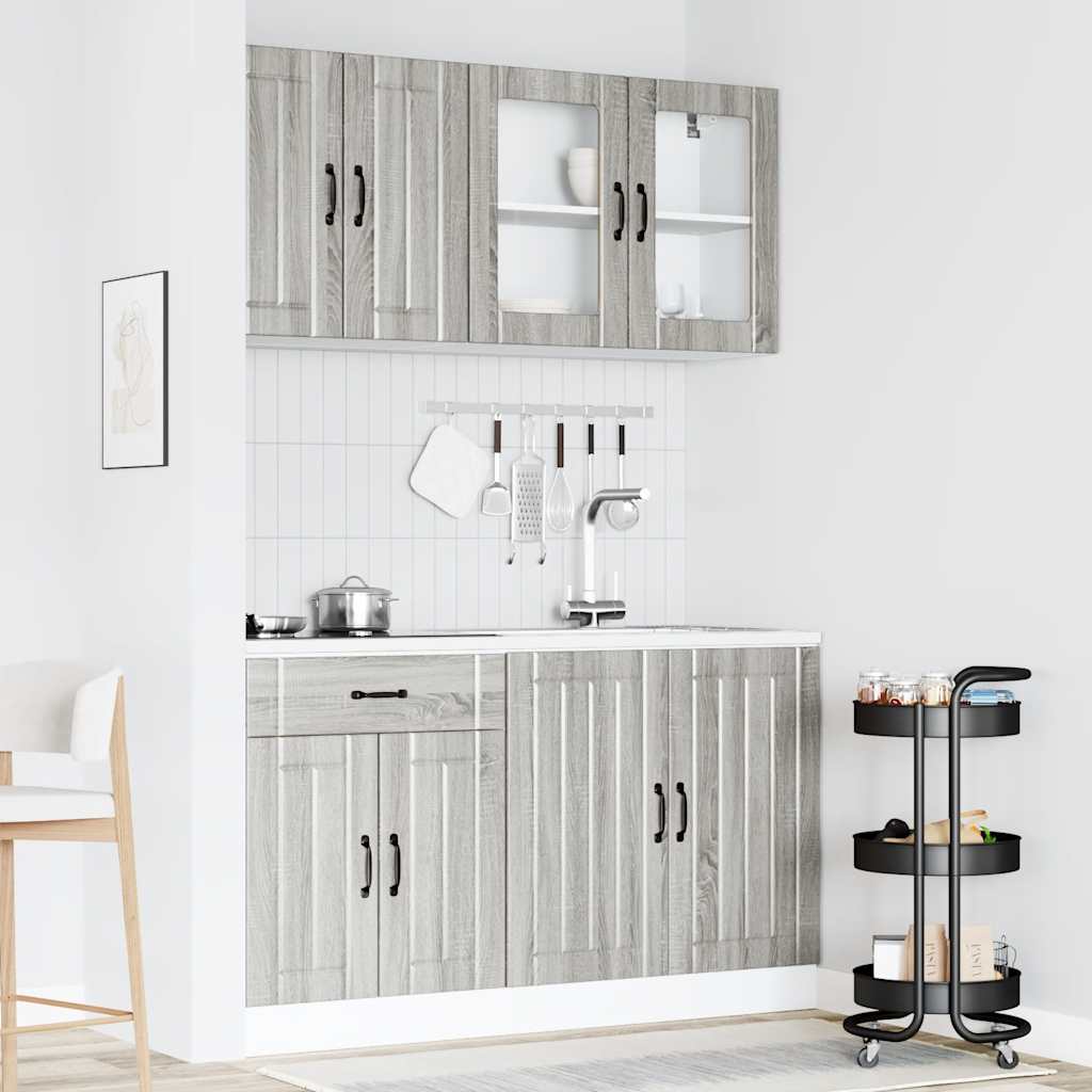 4 peças armário de cozinha conjunto Lucca cinza sonoma