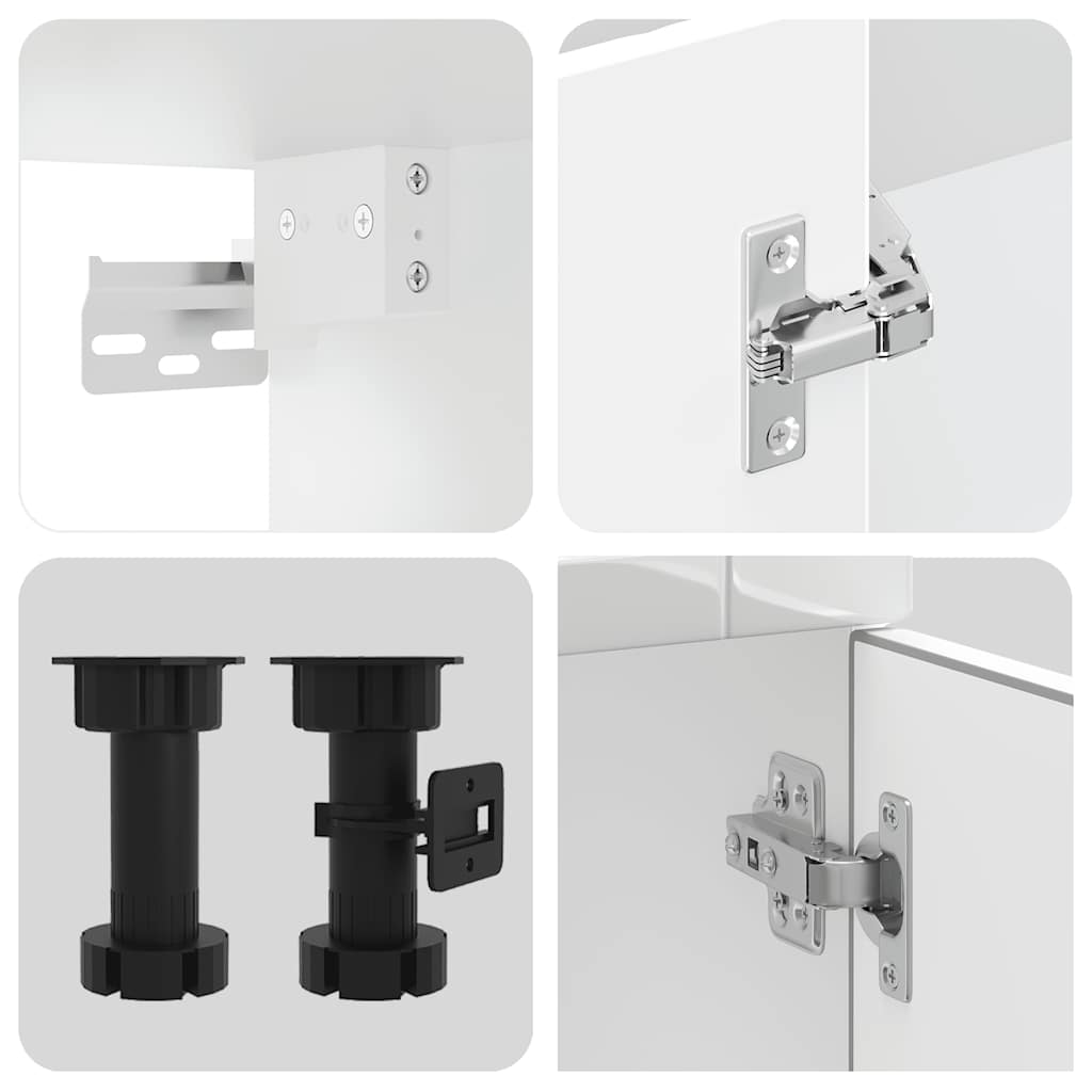 4 peças armário de cozinha conjunto Porto branco brilhante