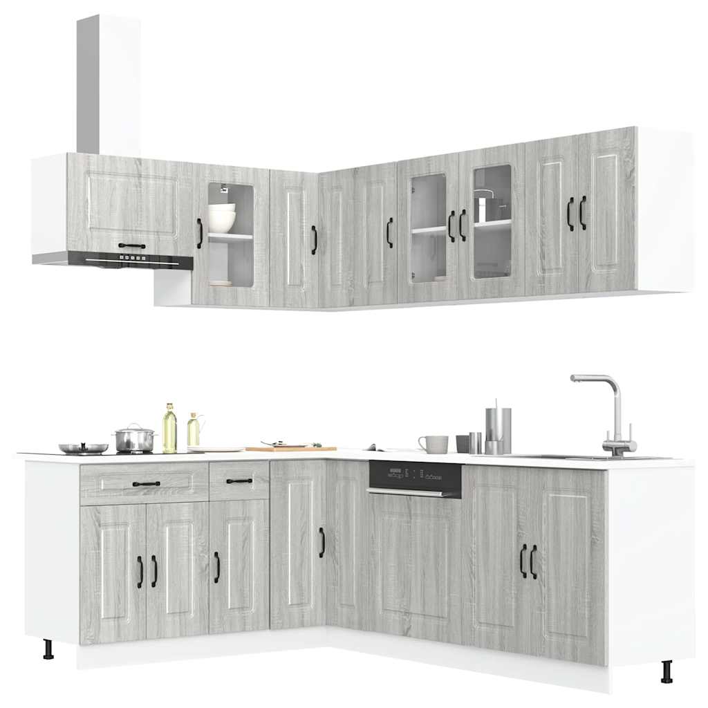 11 peças armário de cozinha conjunto Kalmar cinza sonoma