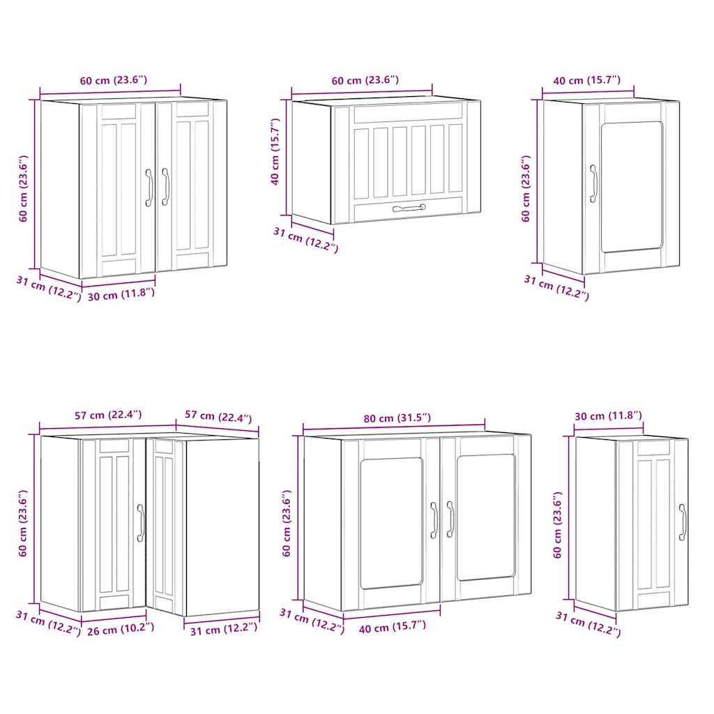 11 peças armário de cozinha conjunto Lucca cinza sonoma