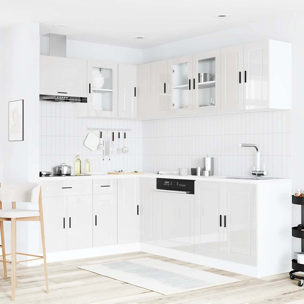 11 peças armário de cozinha conjunto Porto brilho branco