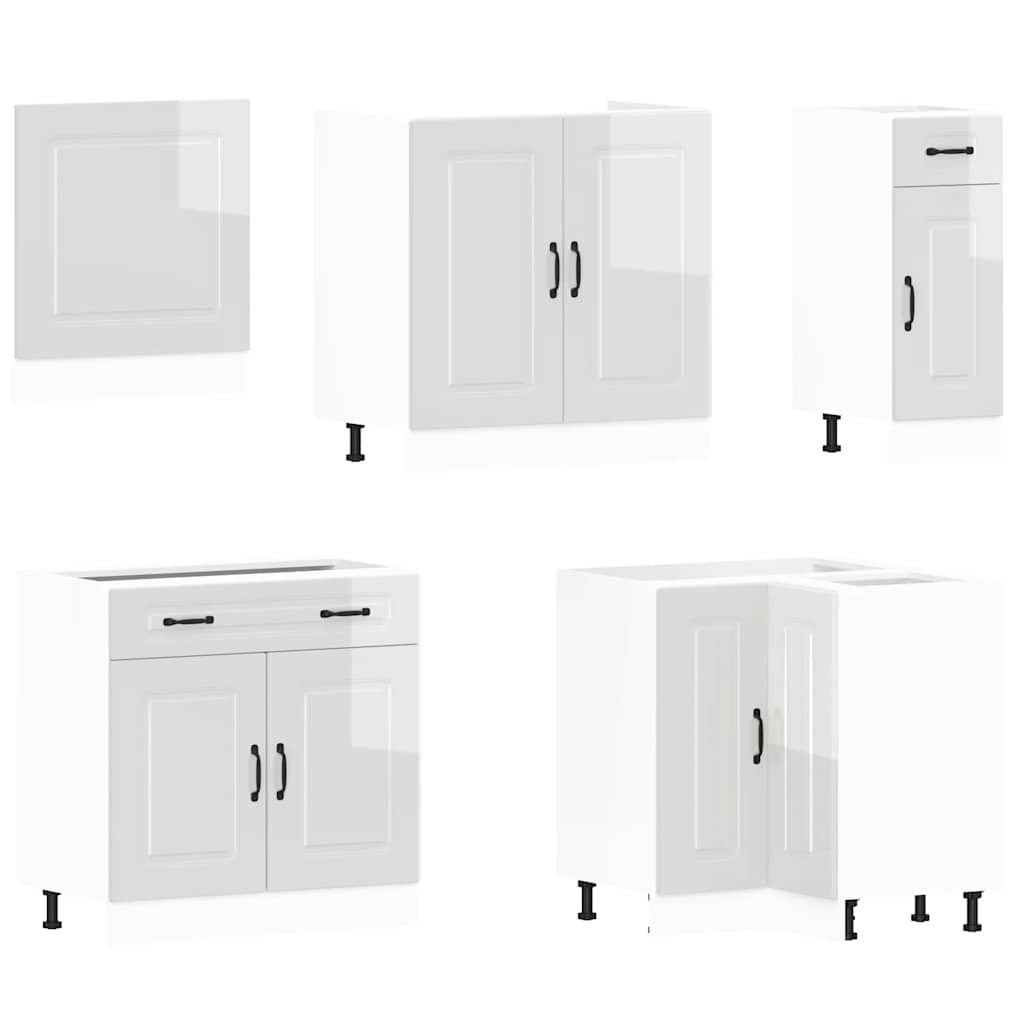 11 peças armário de cozinha conjunto Kalmar brilho branco