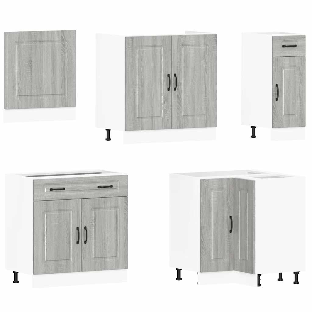 11 peças armário de cozinha conjunto Kalmar cinza sonoma