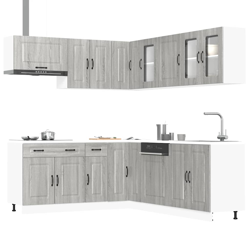 11 peças armário de cozinha conjunto Kalmar cinza sonoma