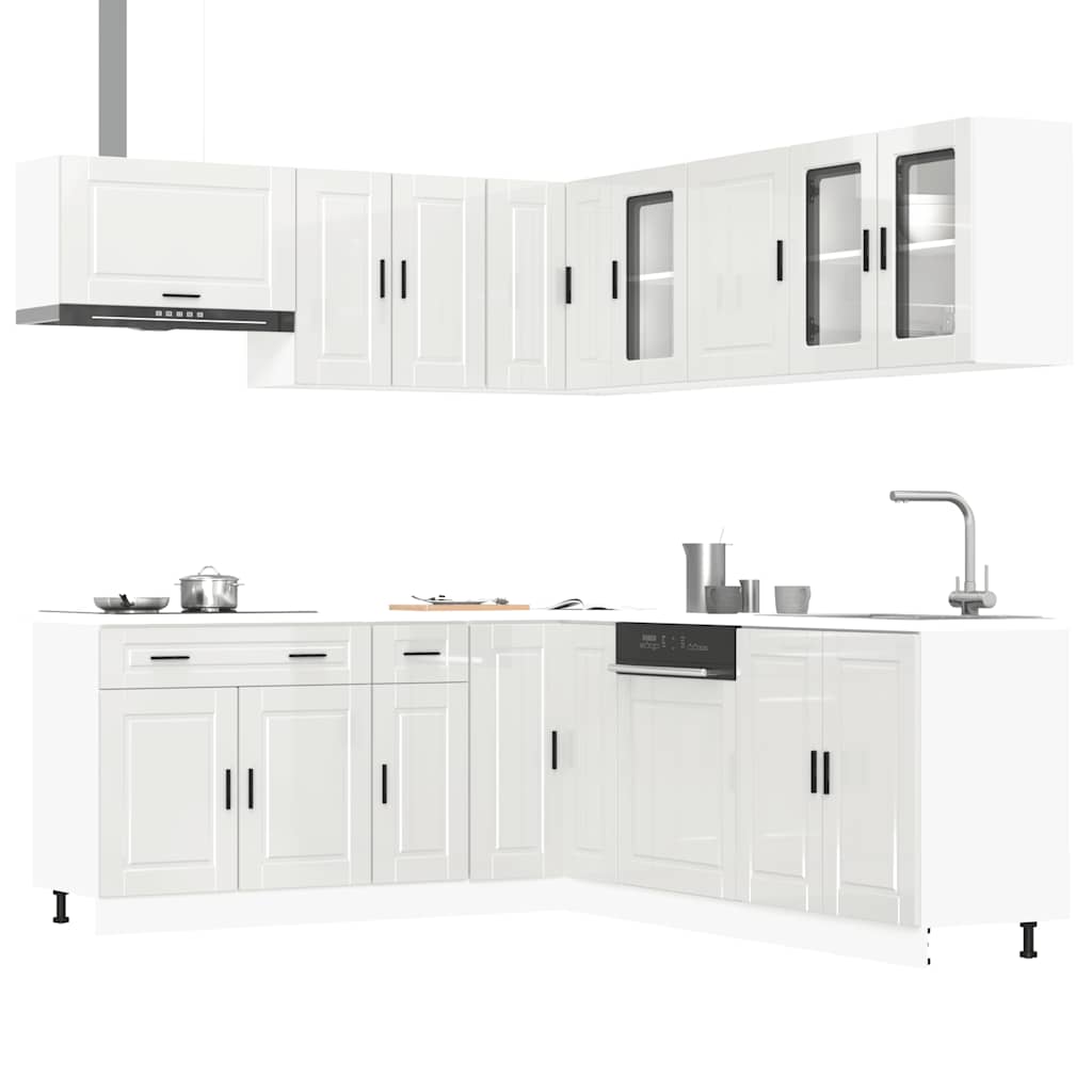 11 peças armário de cozinha conjunto Porto brilho branco