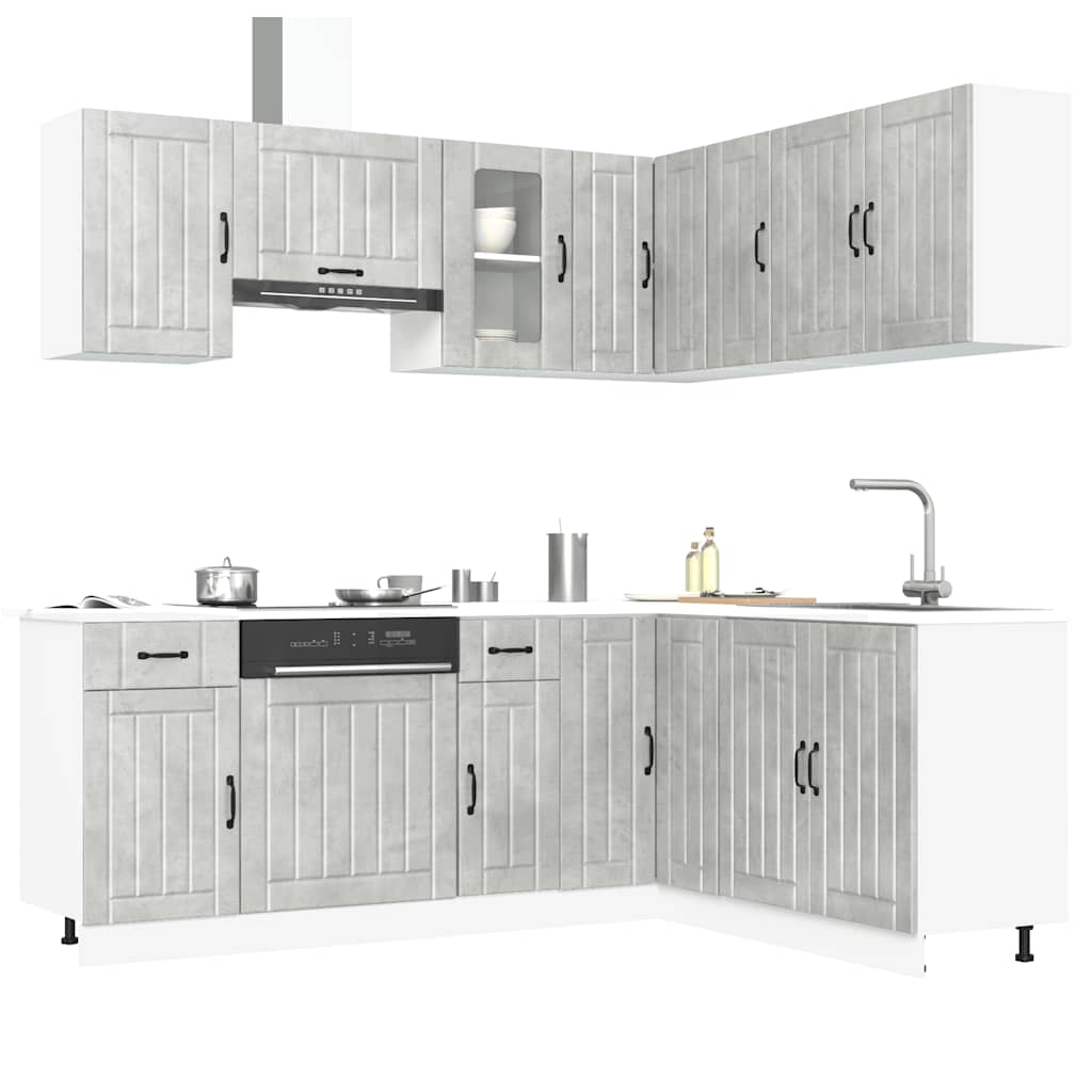 11 peças armário de cozinha conjunto Kalmar concreto cinza