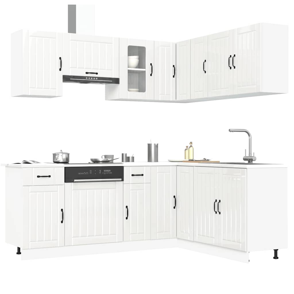 11 peças armário de cozinha conjunto Lucca brilho branco