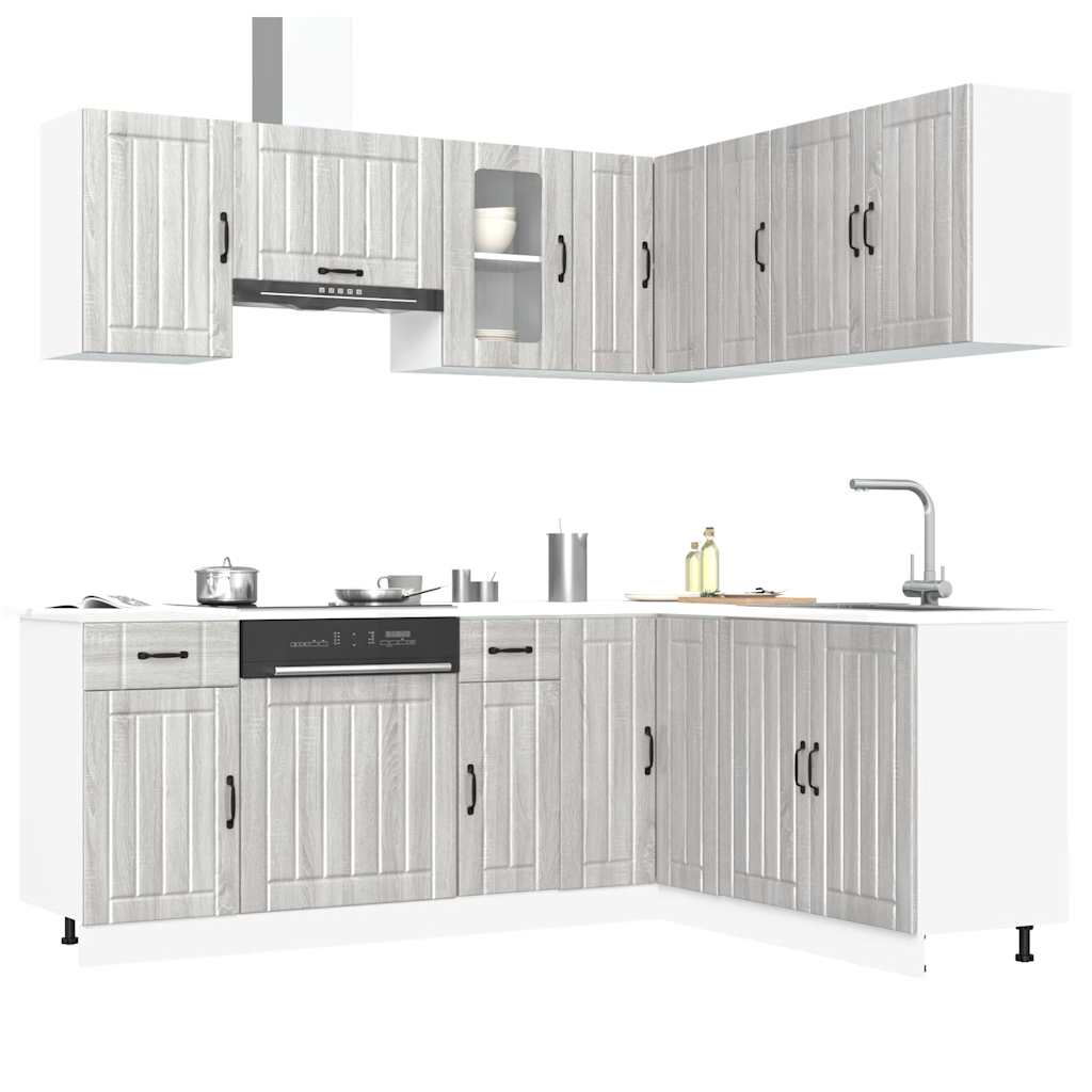 11 peças armário de cozinha conjunto Lucca cinza sonoma