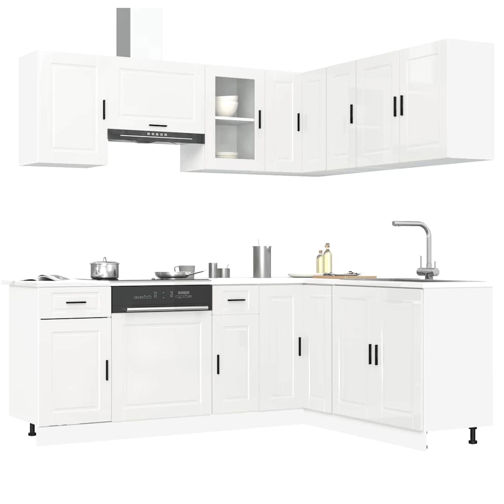 11 peças armário de cozinha conjunto Porto brilho branco