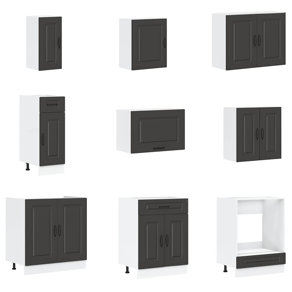 14 peças armário de cozinha conjunto Kalmar preto