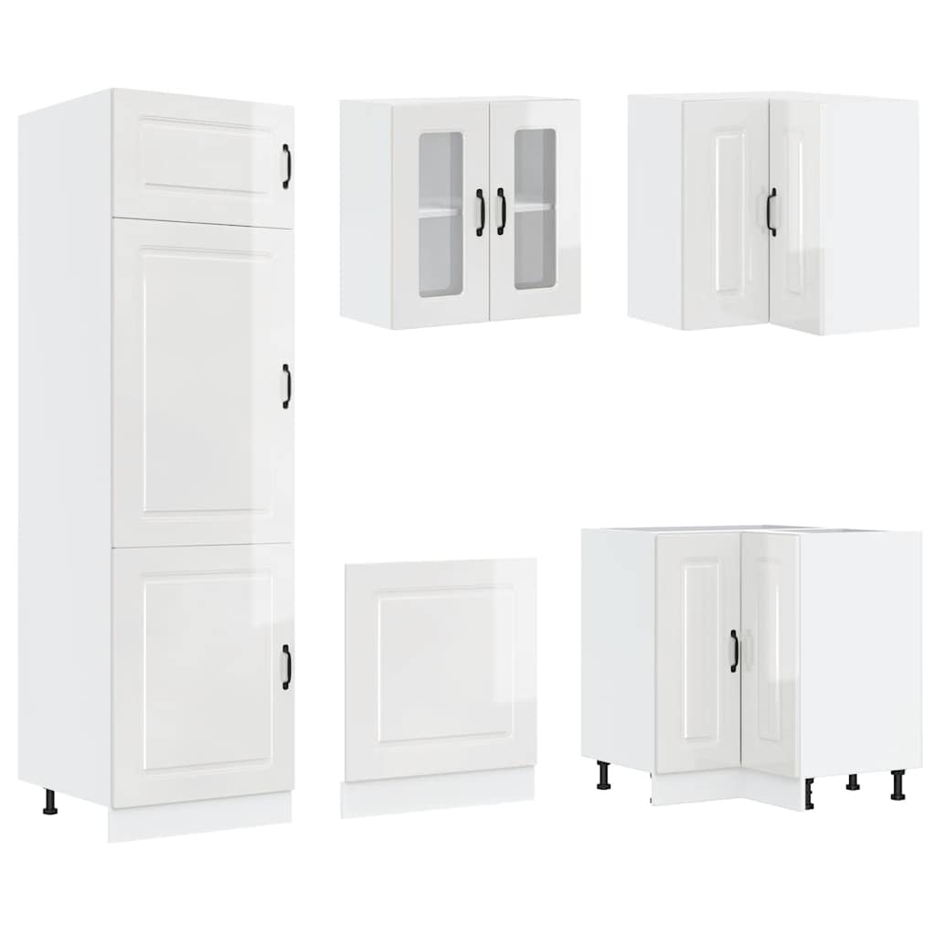 14 peças armário de cozinha conjunto Kalmar brilho branco