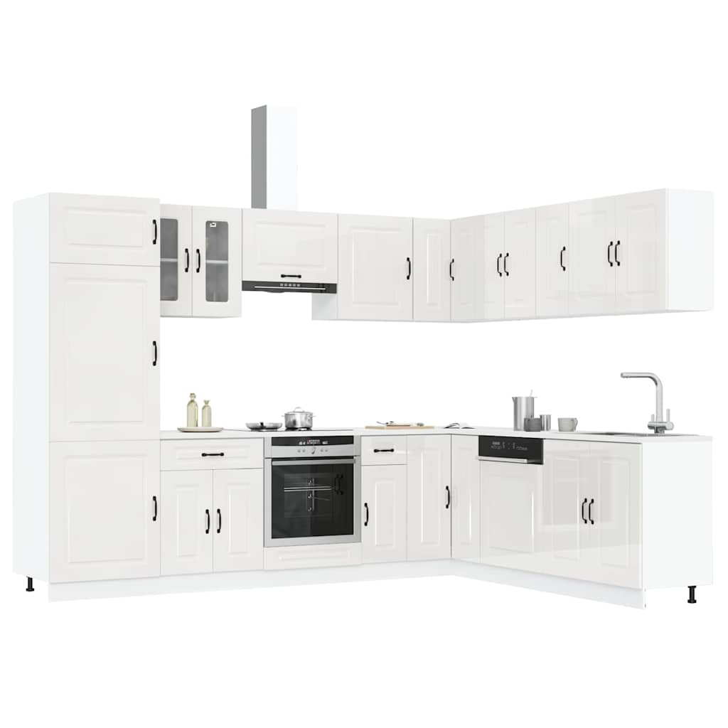14 peças armário de cozinha conjunto Kalmar brilho branco