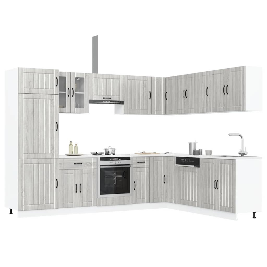 14 peças armário de cozinha conjunto Lucca cinza sonoma
