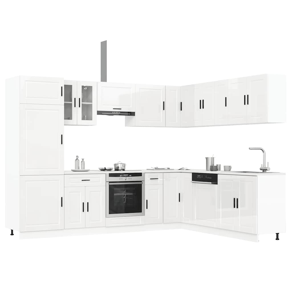 14 peças armário de cozinha conjunto Porto brilho branco