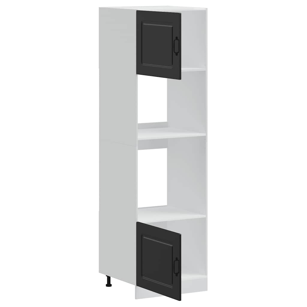 Armários forno 2 pcs Kalmar derivados de madeira preto