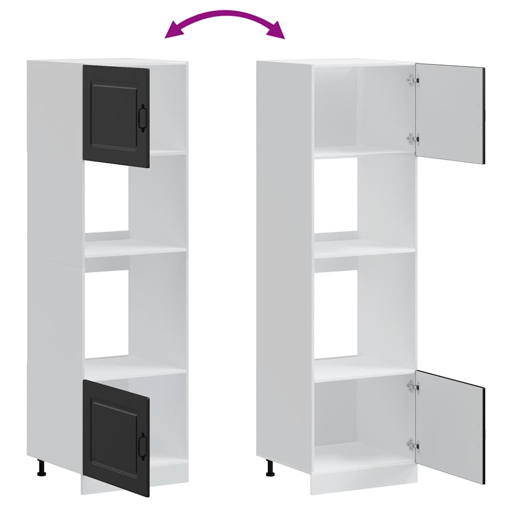 Armários forno 2 pcs Kalmar derivados de madeira preto