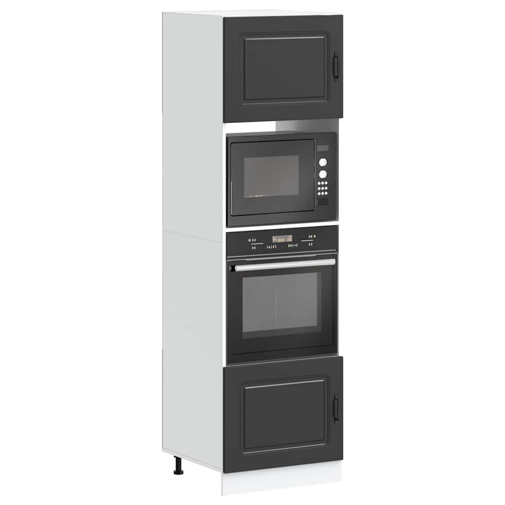Armários forno 2 pcs Kalmar derivados de madeira preto