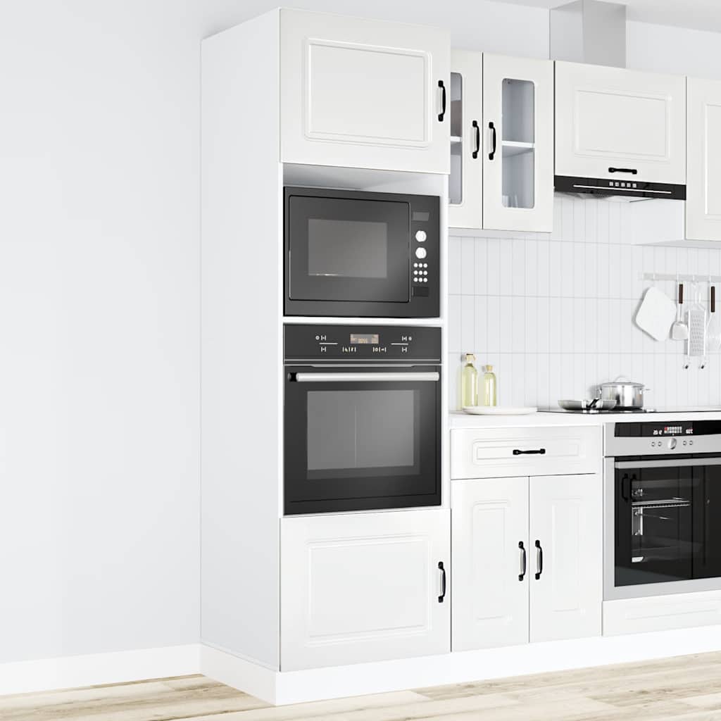 Armários forno 2pcs Kalmar derivados de madeira branco brilhante