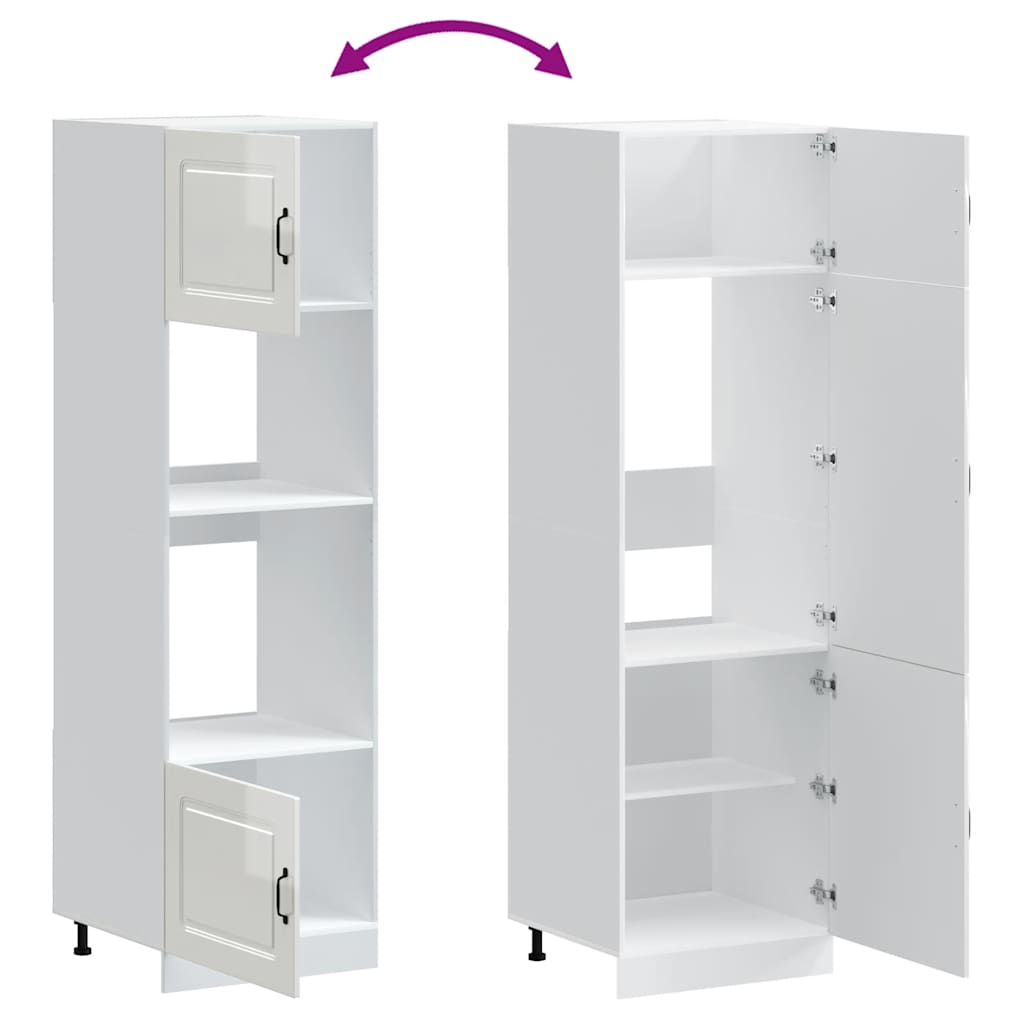 Armários forno 2pcs Kalmar derivados de madeira branco brilhante