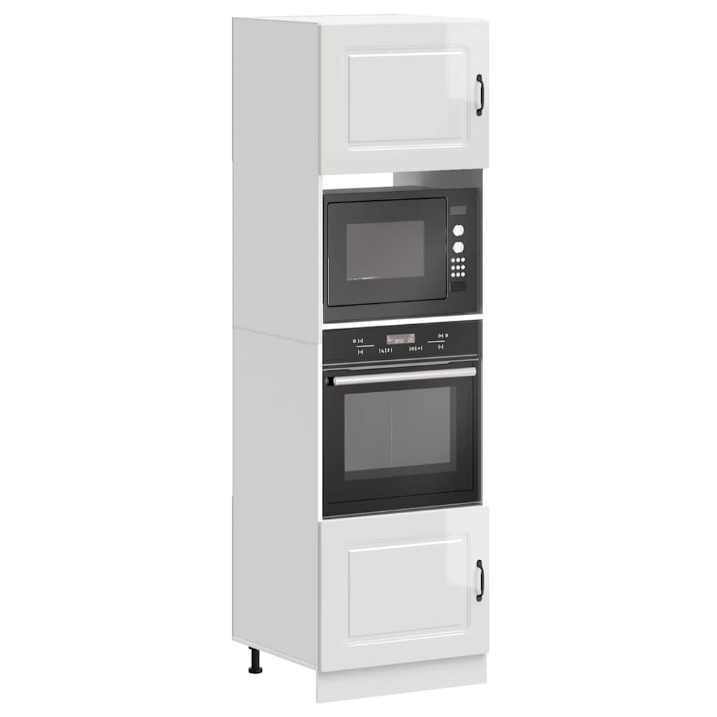 Armários forno 2pcs Kalmar derivados de madeira branco brilhante