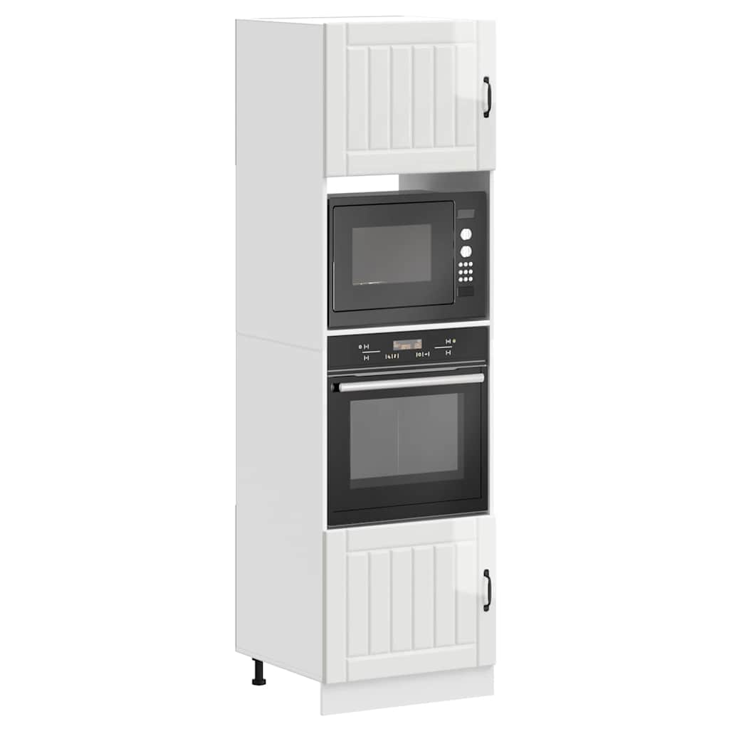 Armários forno 2pcs Lucca derivados madeira branco brilhante