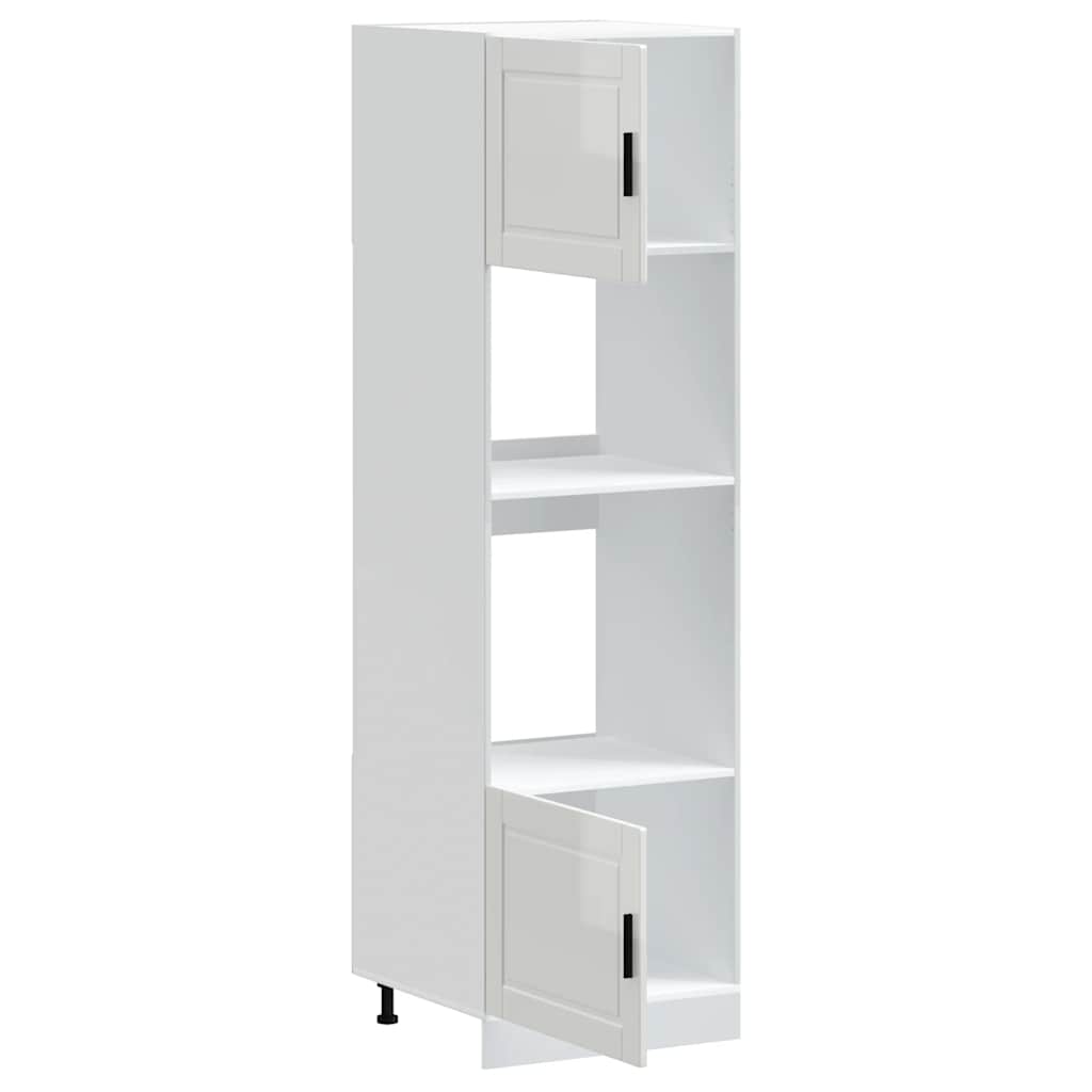 Armários forno 2pcs Porto derivados de madeira branco brilhante