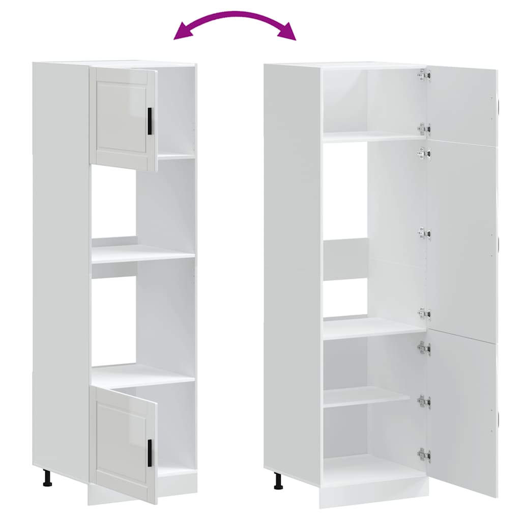 Armários forno 2pcs Porto derivados de madeira branco brilhante