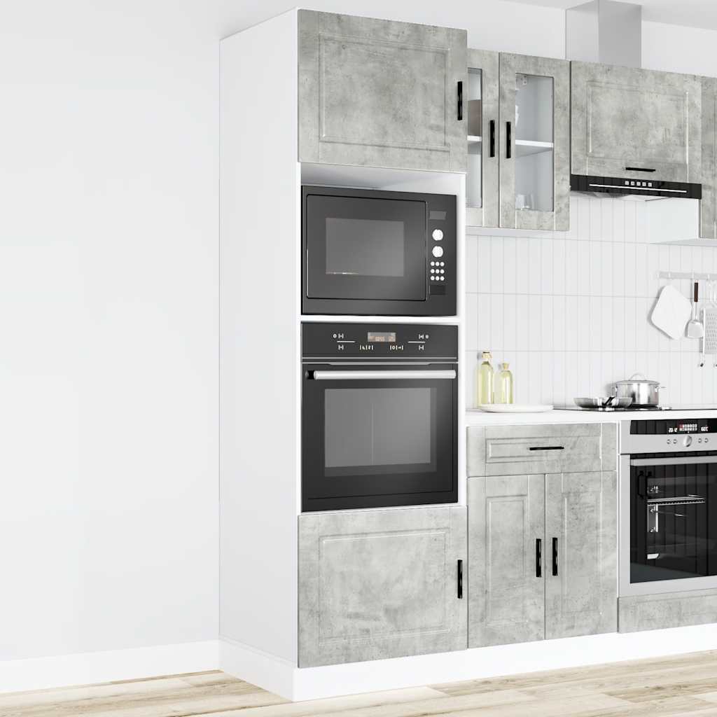 Armários forno 2pcs Porto derivados de madeira cinzento cimento
