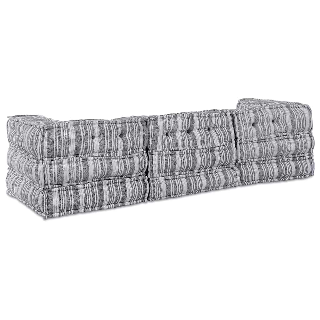 Sofá Modular Riscas 3 pcs Cinzento-claro 70 x 70 x 56 cm tecido