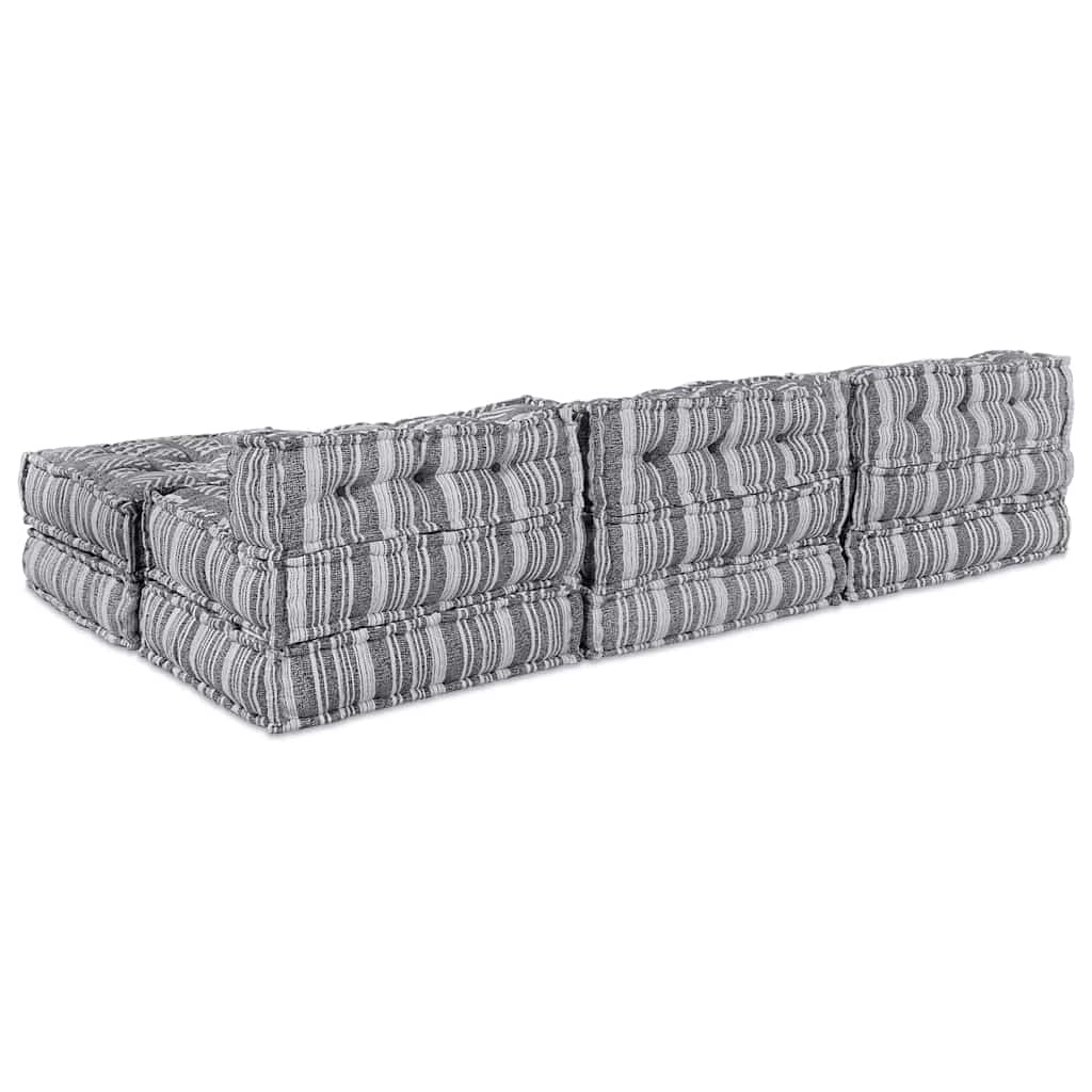 Sofá Modular Riscas 4 pcs Cinzento-claro 70 x 70 x 56 cm tecido
