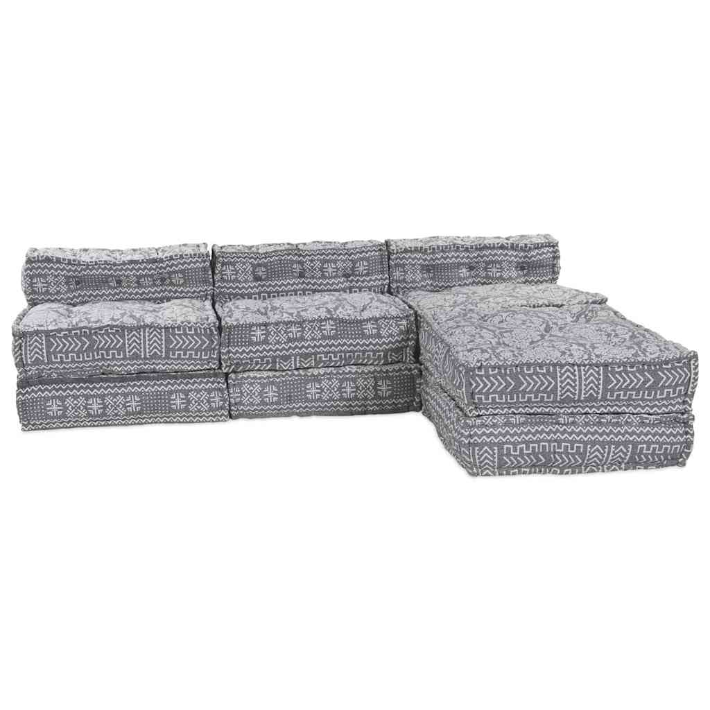 Sofá Modular Manual 4 pcs Cinzento-claro 70 x 70 x 56 cm tecido