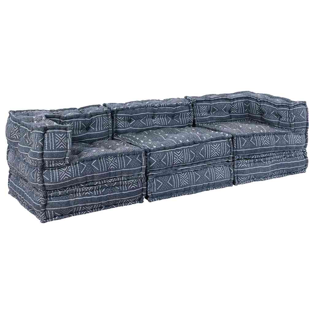 Sofá Modular Geométrico 3 pcs Índigo 70 x 70 x 56 cm tecido