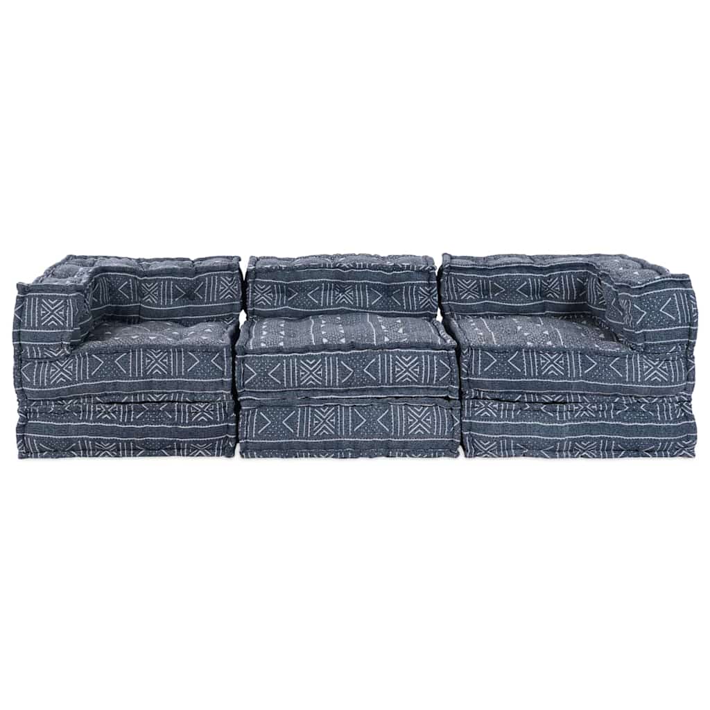 Sofá Modular Geométrico 3 pcs Índigo 70 x 70 x 56 cm tecido