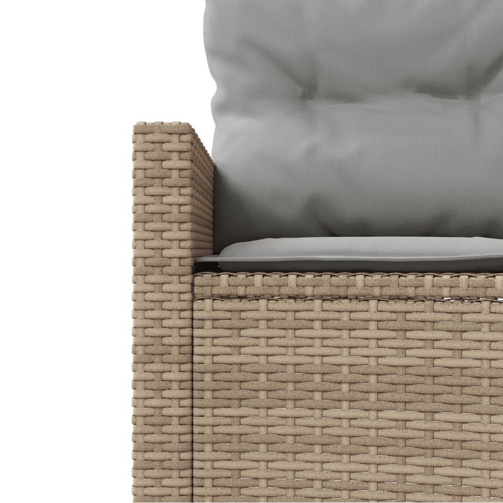 Sofá de jardim com mesa e almofadões redondo vime PE bege