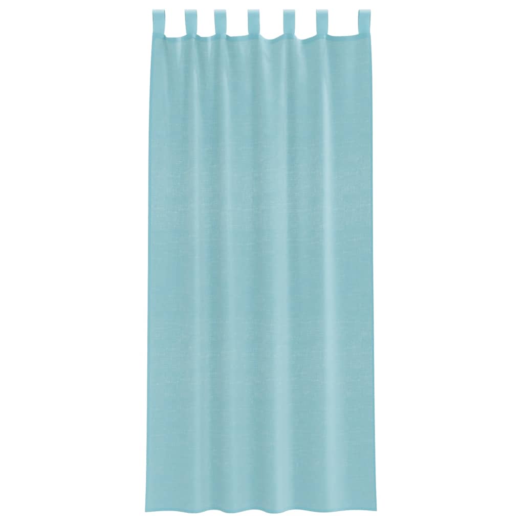 Cortinas de voile com laços 2 pcs turquesa 140x245 cm