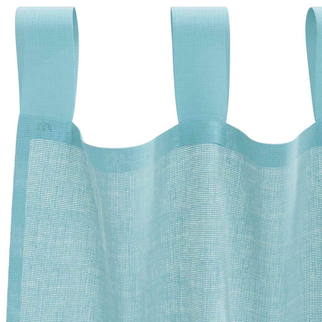 Cortinas de voile com laços 2 pcs turquesa 140x245 cm