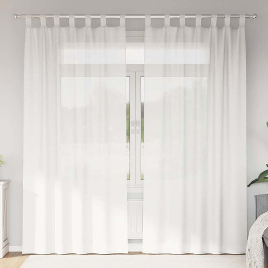 Cortinas de voile com laços 2 pcs branco 140x225 cm