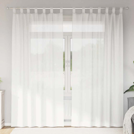 Cortinas de voile com laços 2 pcs branco 140x245 cm