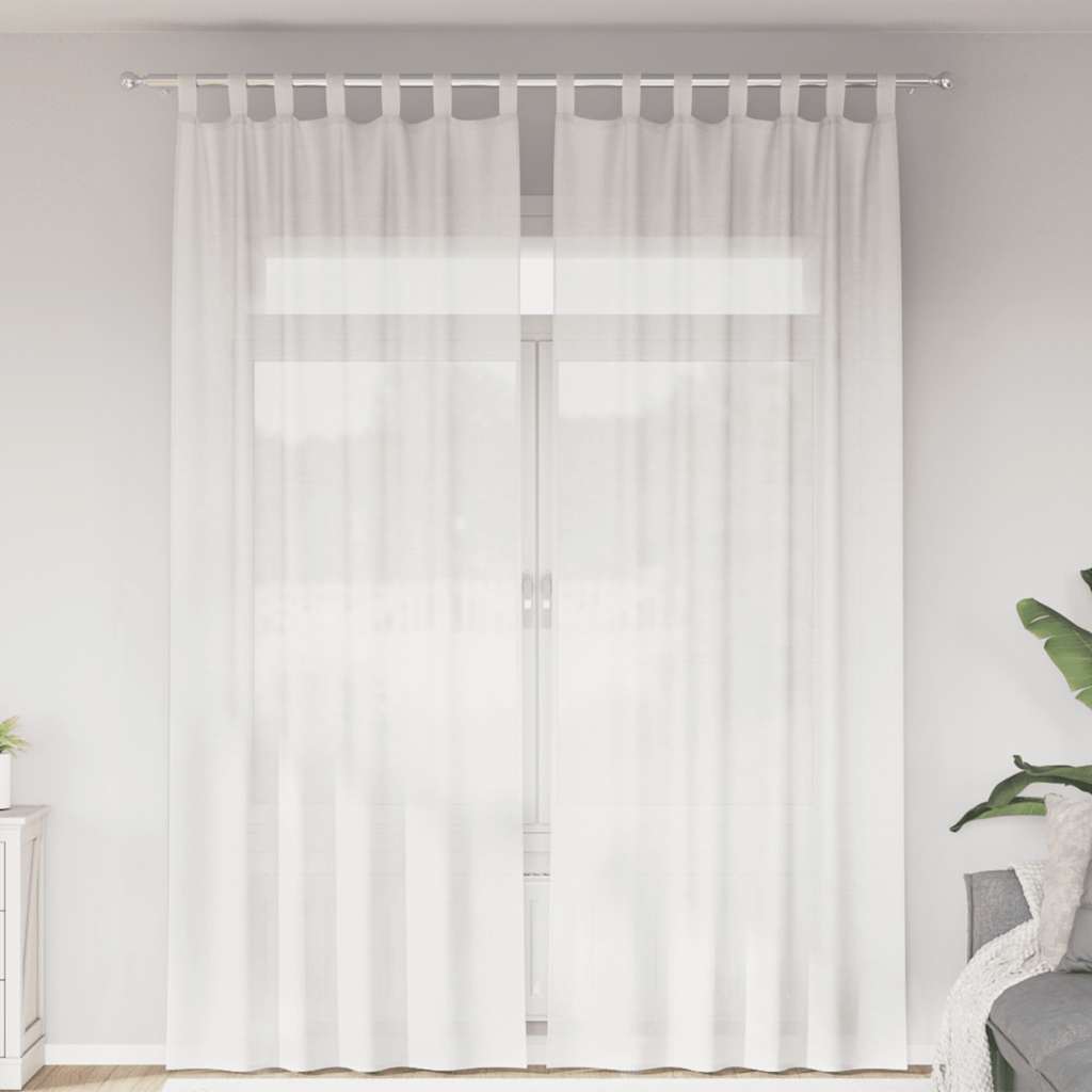 Cortinas de voile com laços 2 pcs branco 140x260 cm
