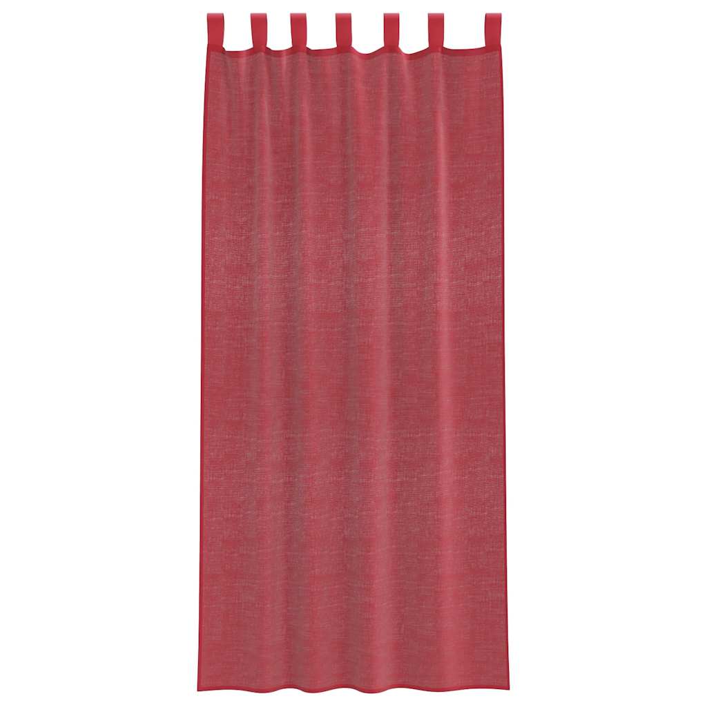 Cortinas de voile com laços 2 pcs vermelho tinto 140x245 cm