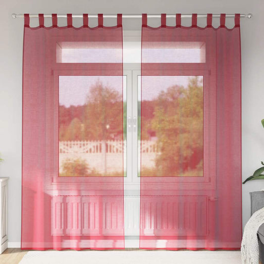 Cortinas de voile com laços 2 pcs vermelho tinto 140x245 cm
