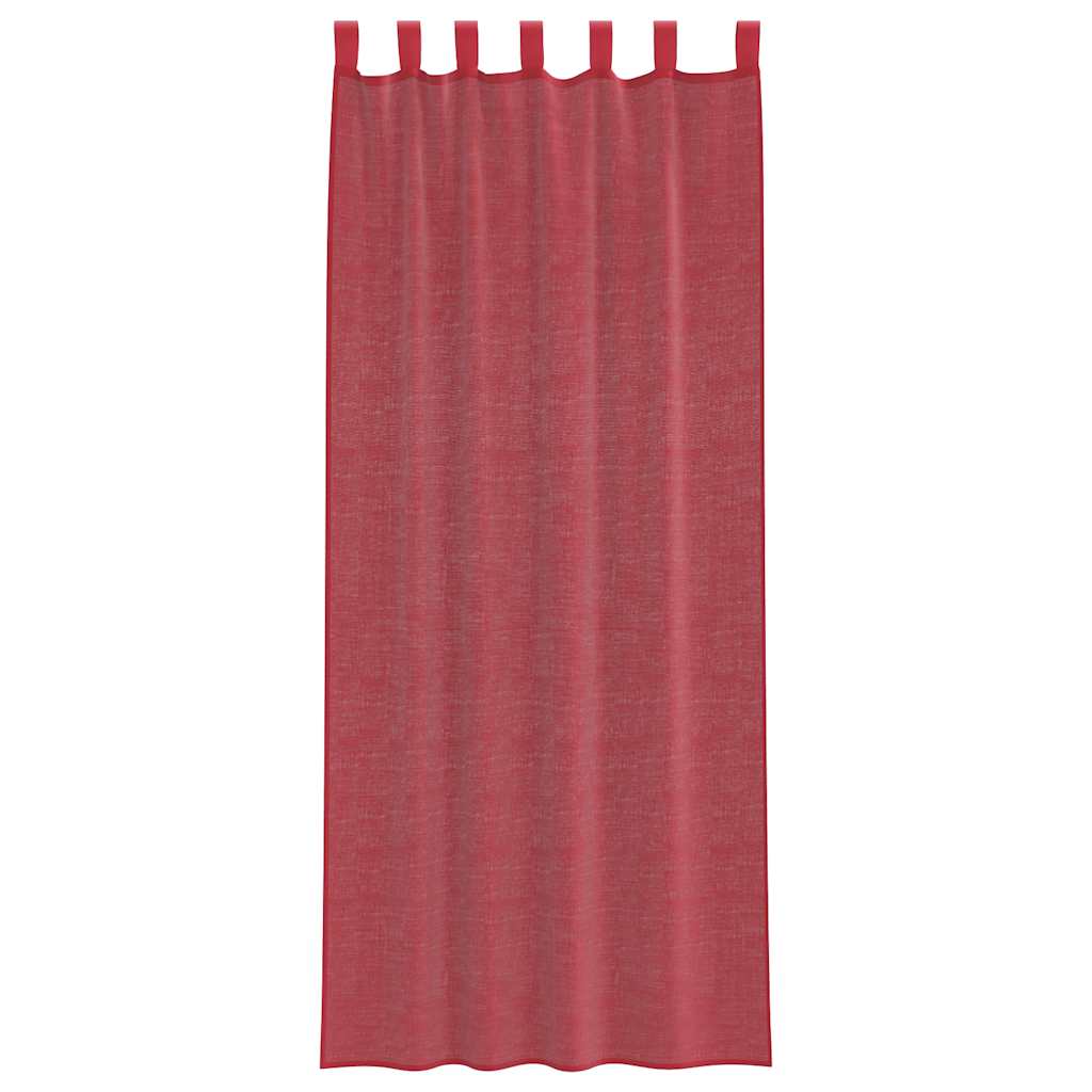 Cortinas de voile com laços 2 pcs vermelho tinto 140x260 cm